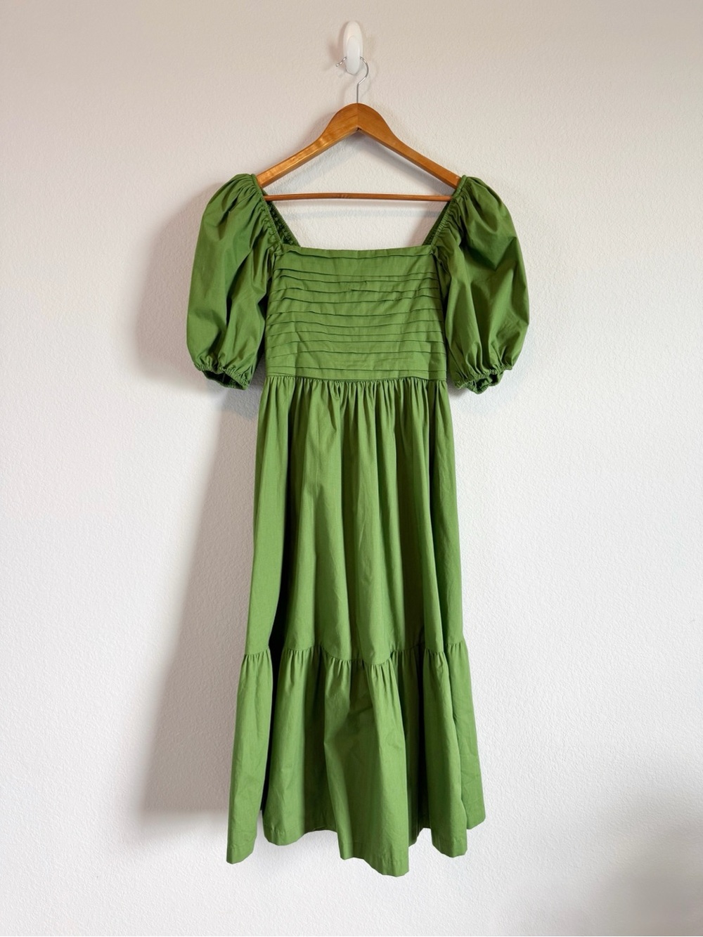 Abercrombie & Fitch Emerson Green Poplin Puff Sleeve Midi Dress Size Small